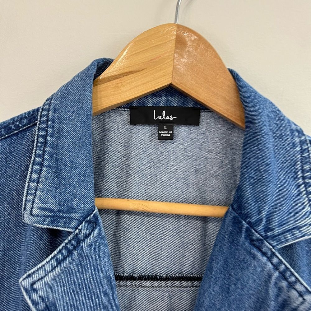 Lulus Edgy Impression Medium Wash Denim Sleeveless Mini Dress L - Picture 10 of 11